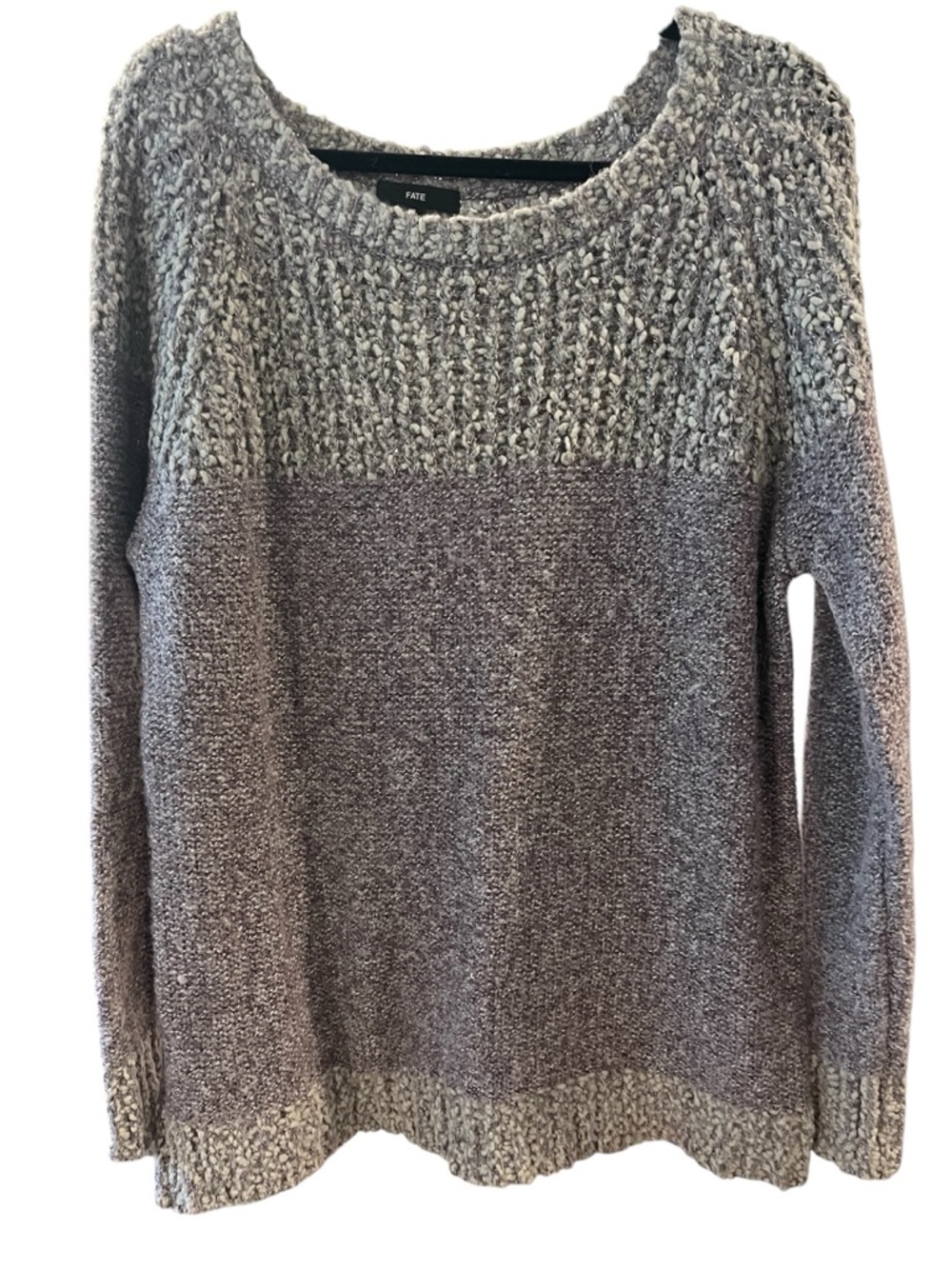 Fate Gray & Lavender Textured Knit Women's Sweater